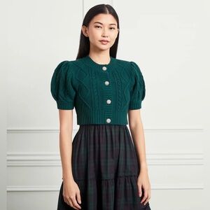 Hill House The Ollie Cardigan Sweater in Botanical Garden Green Merino Wool M